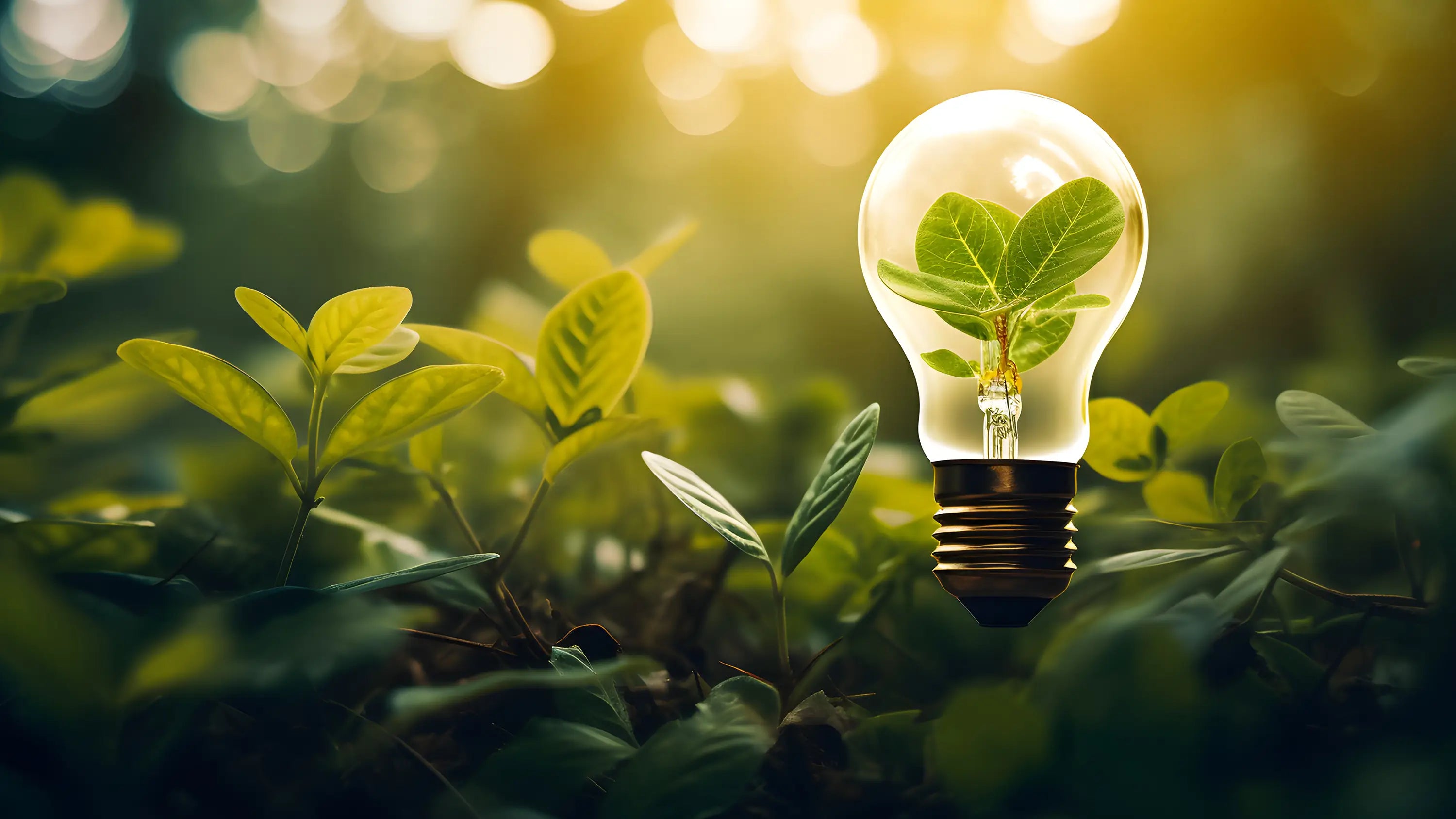 3D Render einer Glühbirne im Wald